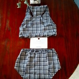Black and white plaid swimsuit by Lisa Marie Fernandez